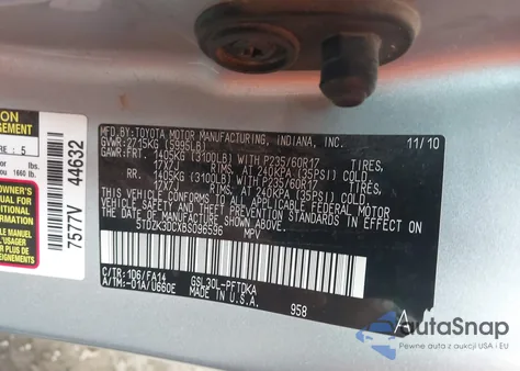 2011 Toyota Sienna Base V6 from USA, damaged, VIN 5TDZK3DCXBS096596